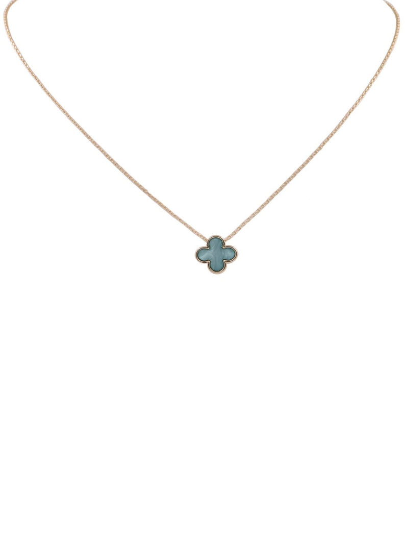 Color Stone Quatrefoil Necklace