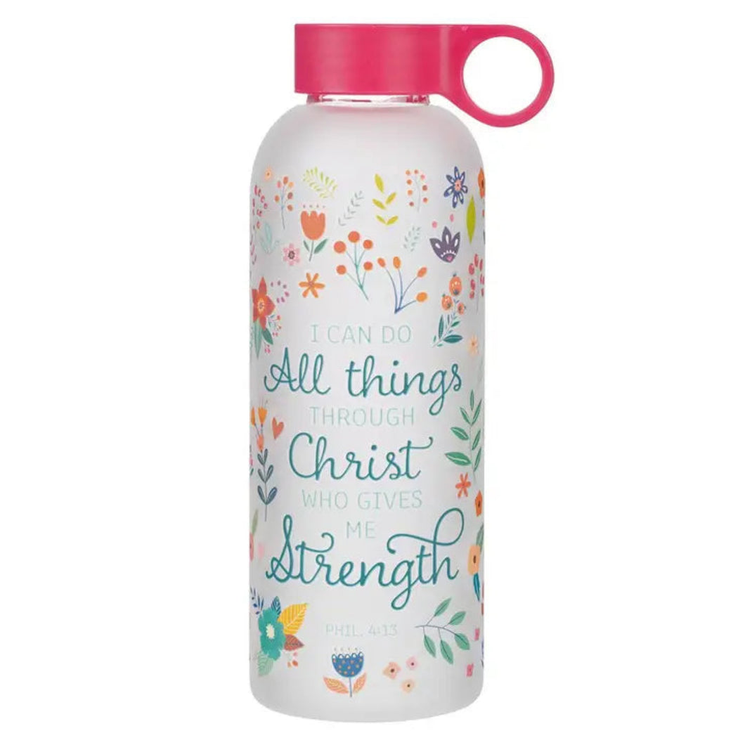 Phil 4:13  Glass Water Bottle