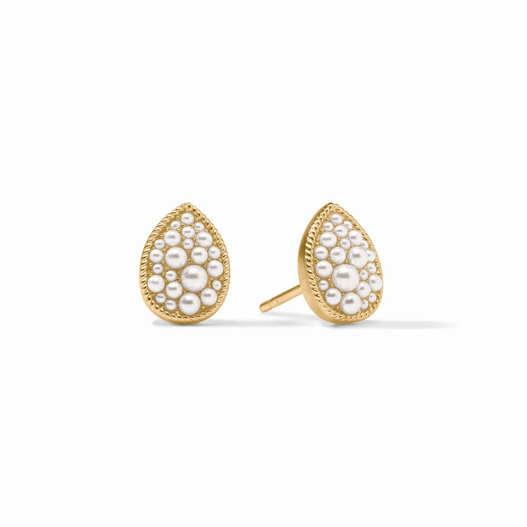 JV Pave Teardrop Stud: Pearl