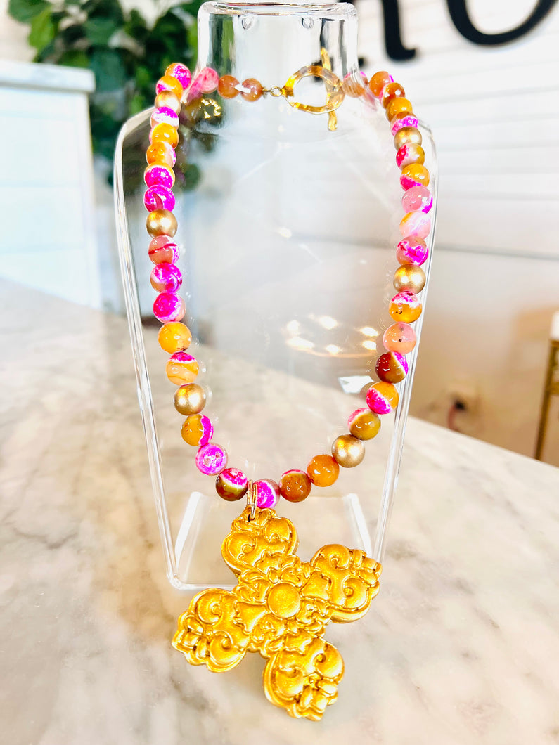 Philippians 4:13 Pink Necklace