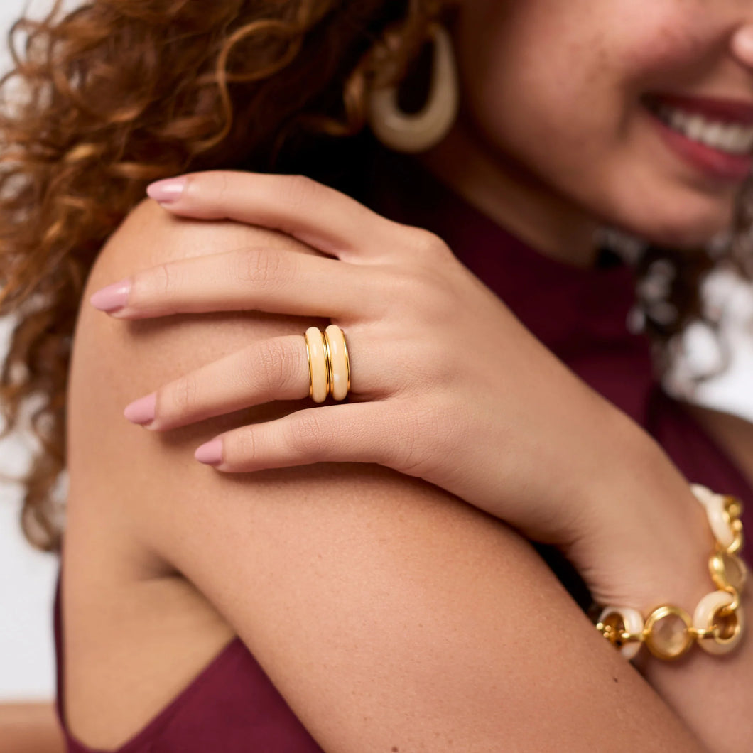 JV Carnaby Ivory Duet Ring: Size 7