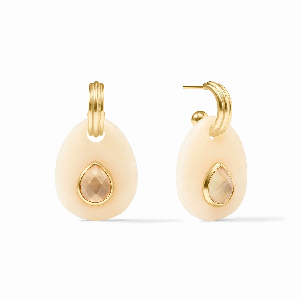 JV Carnaby Hoop & Charm Earring: Ivory