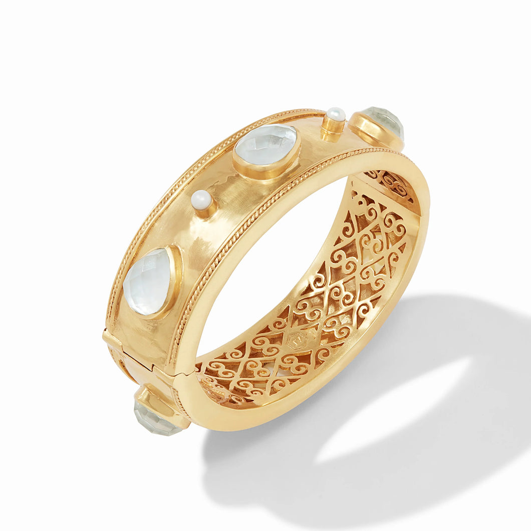 JV Cannes Statement Hinge Bangle: Clear