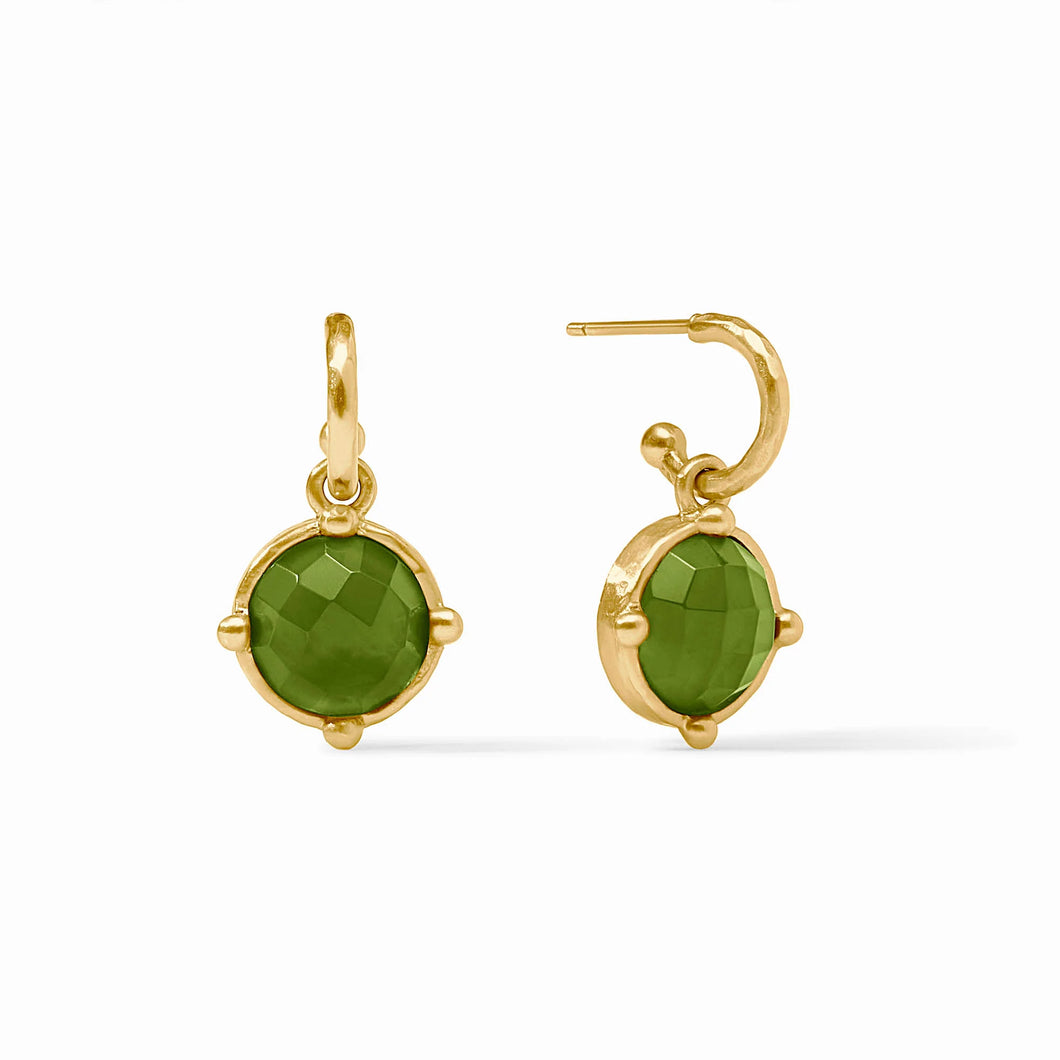 JV Honeybee Hoop & Charm Earring: Green