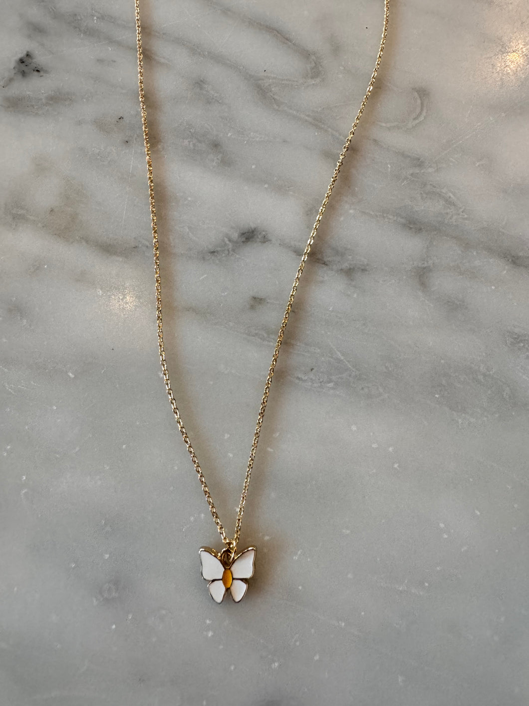 White Butterfly Necklace