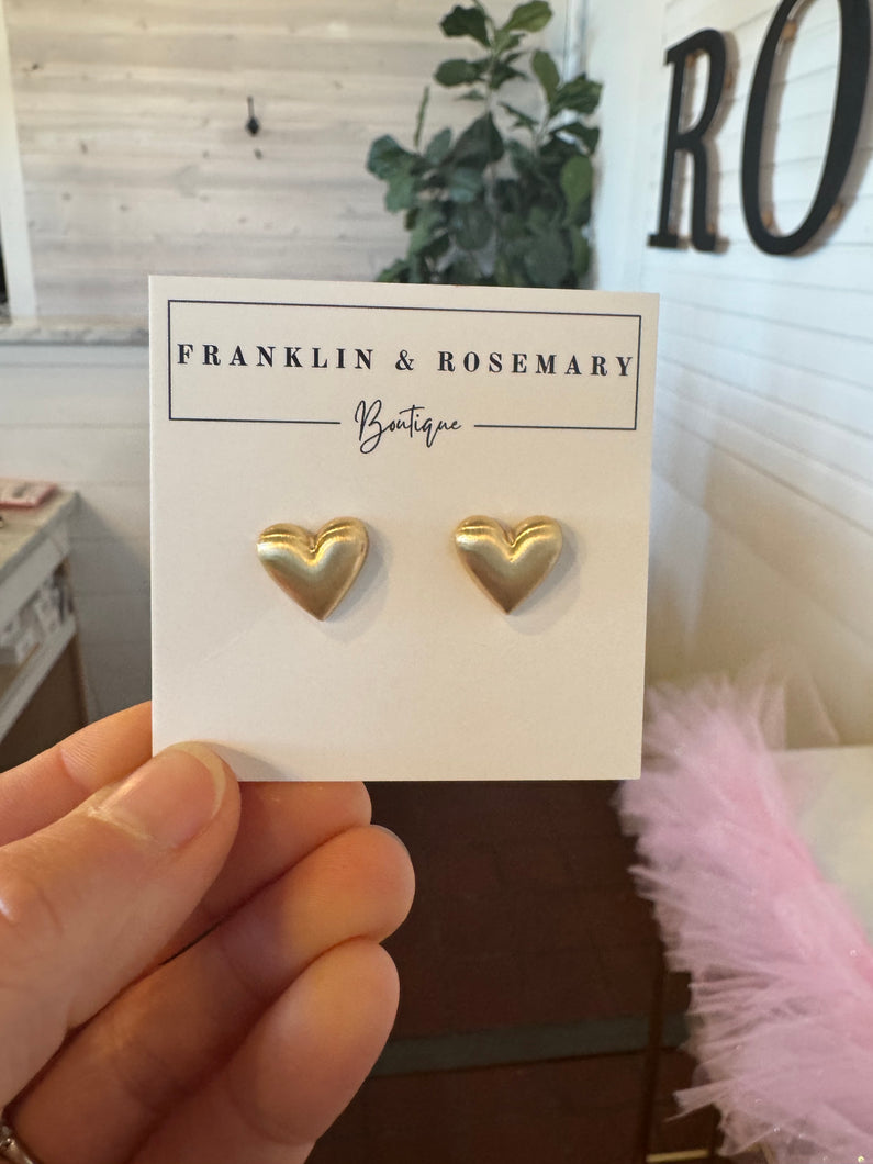 Gold Heart Studs