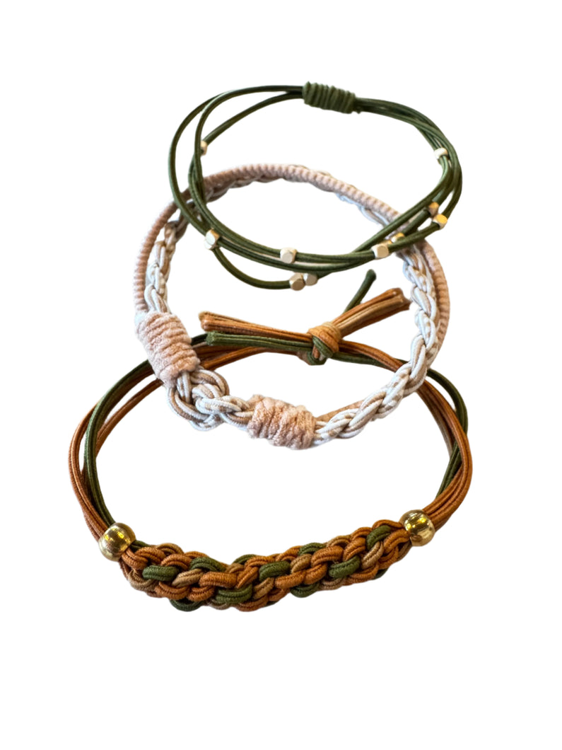 Triple Play Hair Ties: Rust/Grn