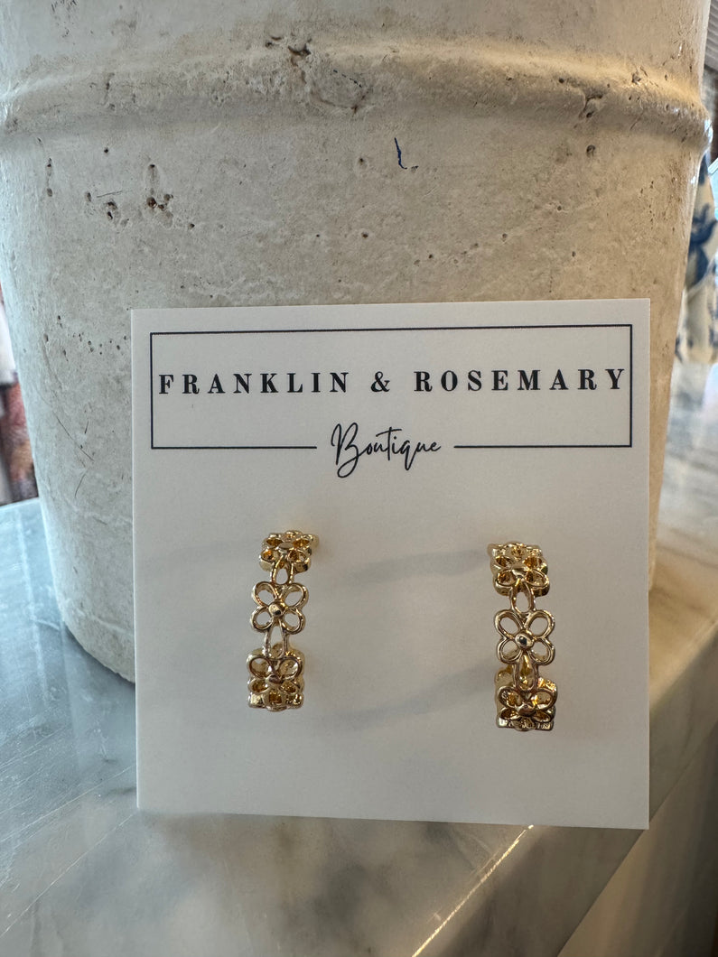 Gold Daisy Hoops