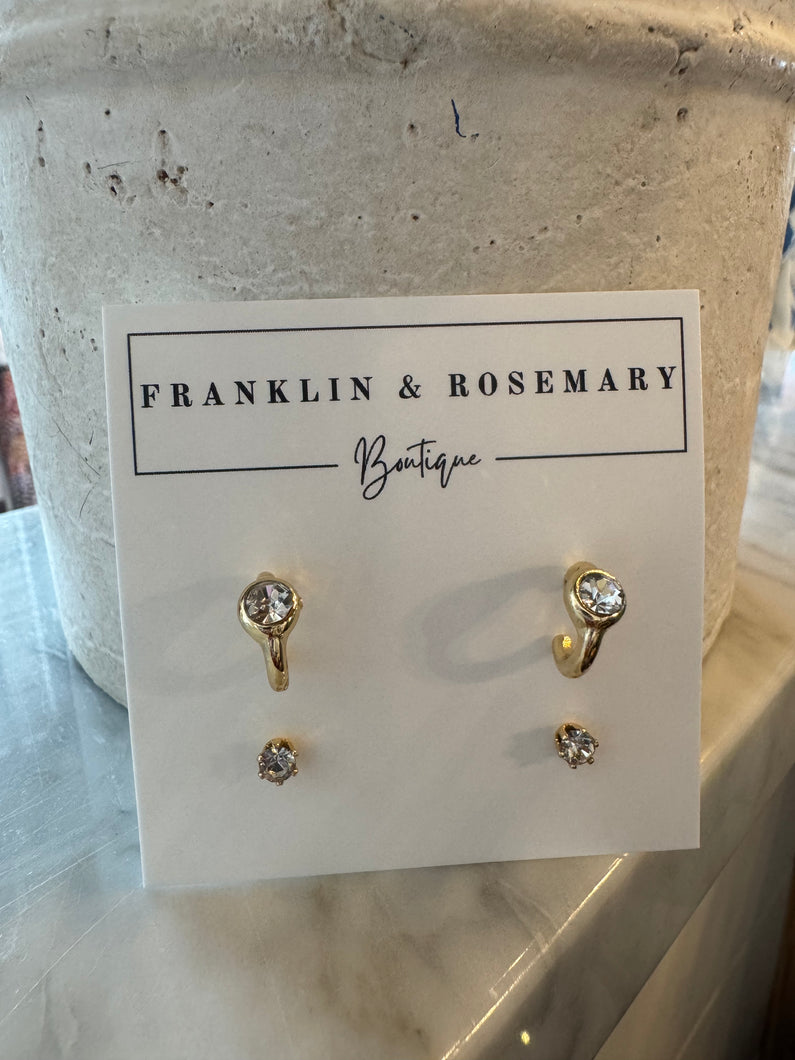Diamond Mini Hoop Stud Set