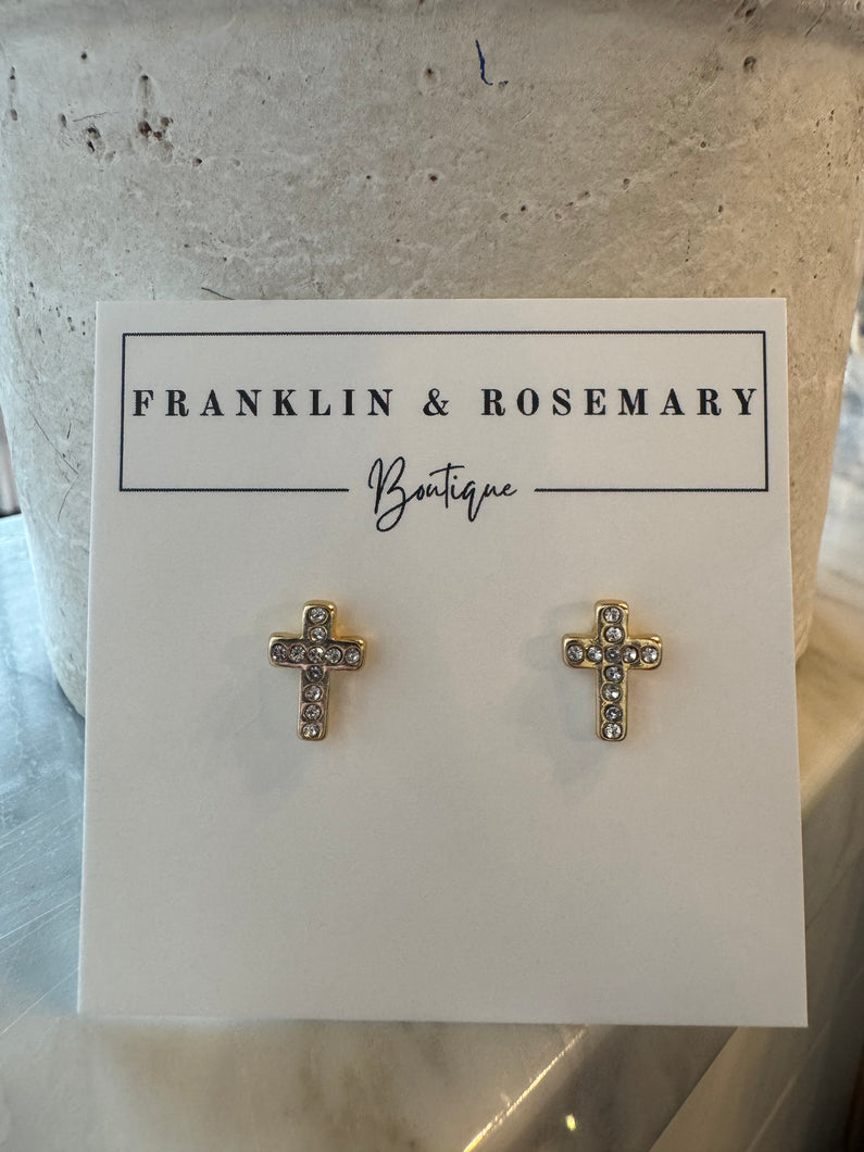 Sparkle Cross Studs