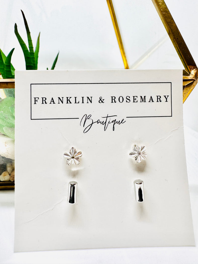 Double Charm Studs: Silver