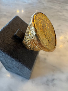 Ancient XL Coin Ring: Sz 8