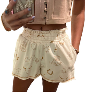 Headed West Shorts: Cream