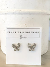 Load image into Gallery viewer, Silver Sparkle Butterfly Studs