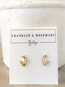 Moon With Star Accent Studs