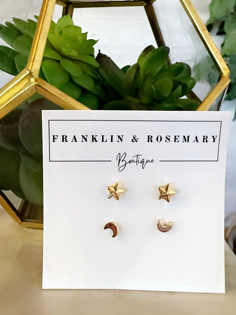 Mini Star & Mini Moon Stud Set