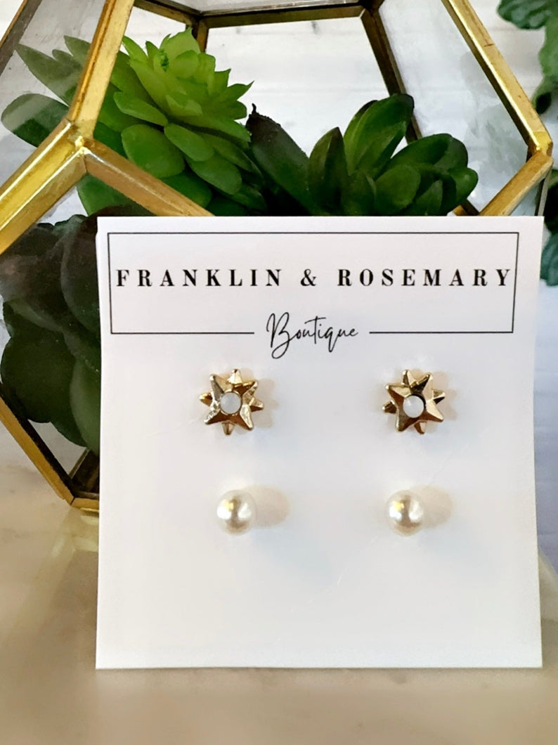 North Star & Pearl Stud Set