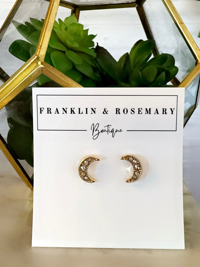 Sparkle Moon Studs