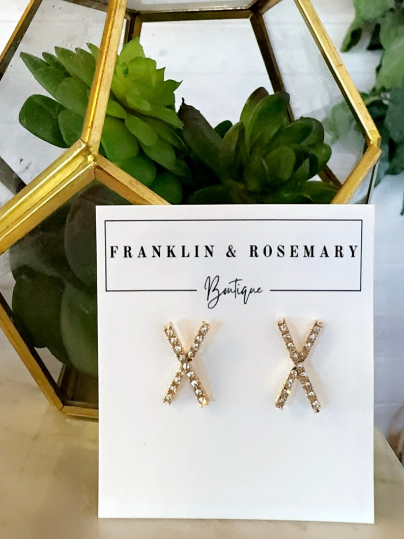 X Pave' Earrings: Gold