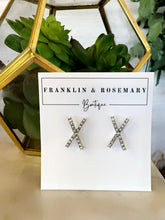 Load image into Gallery viewer, X Pave&#39; Earrings: Silver