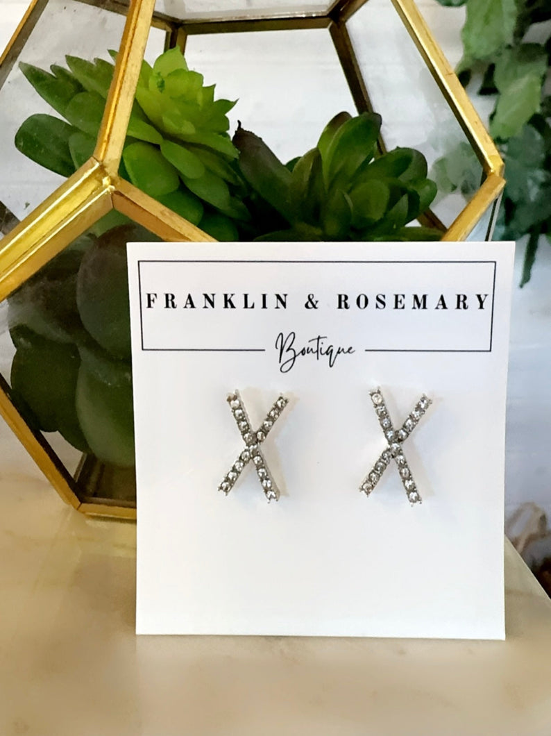 X Pave' Earrings: Silver