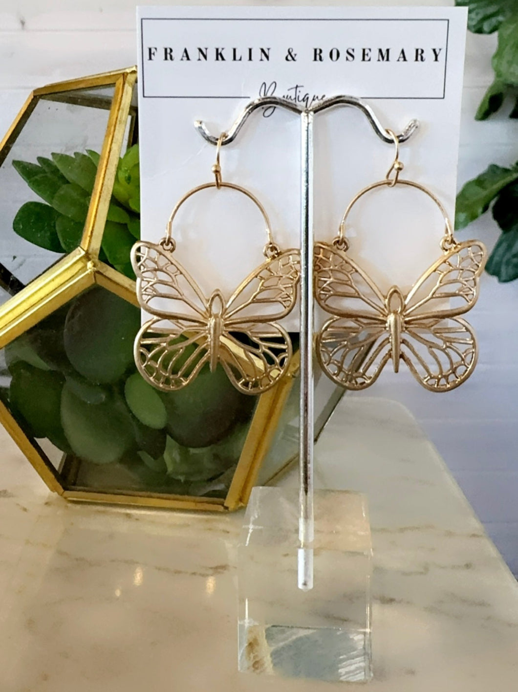 Butterfly Swing Earrings: Gold