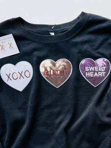 Conversation Heart Sweatshirt: Black