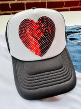 Load image into Gallery viewer, Sparkle Heart Trucker Hat: Black
