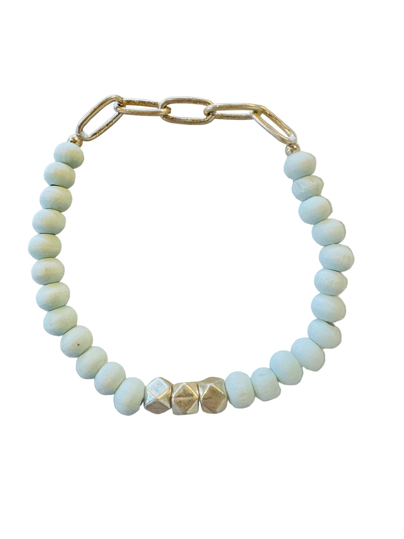 Mint Wood Stretch Bracelet
