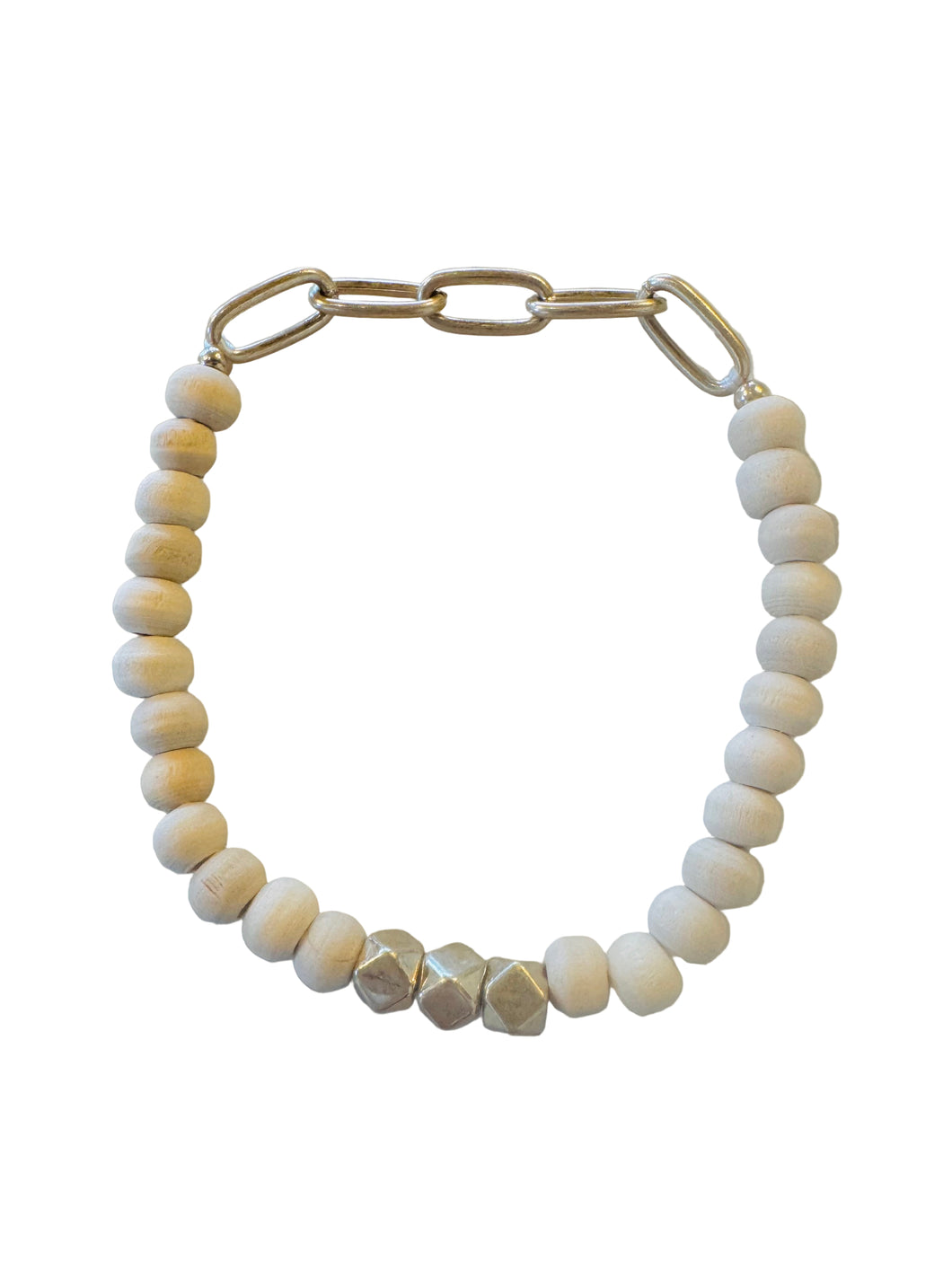 Cream Wood Stretch Bracelet