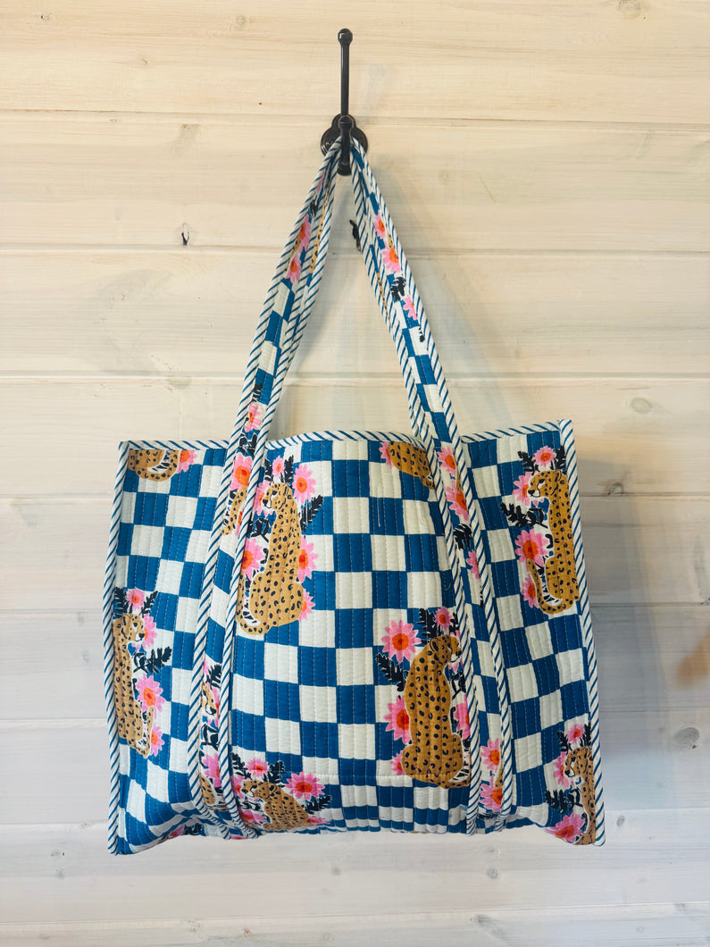 Blue Cheetah Tote Bag