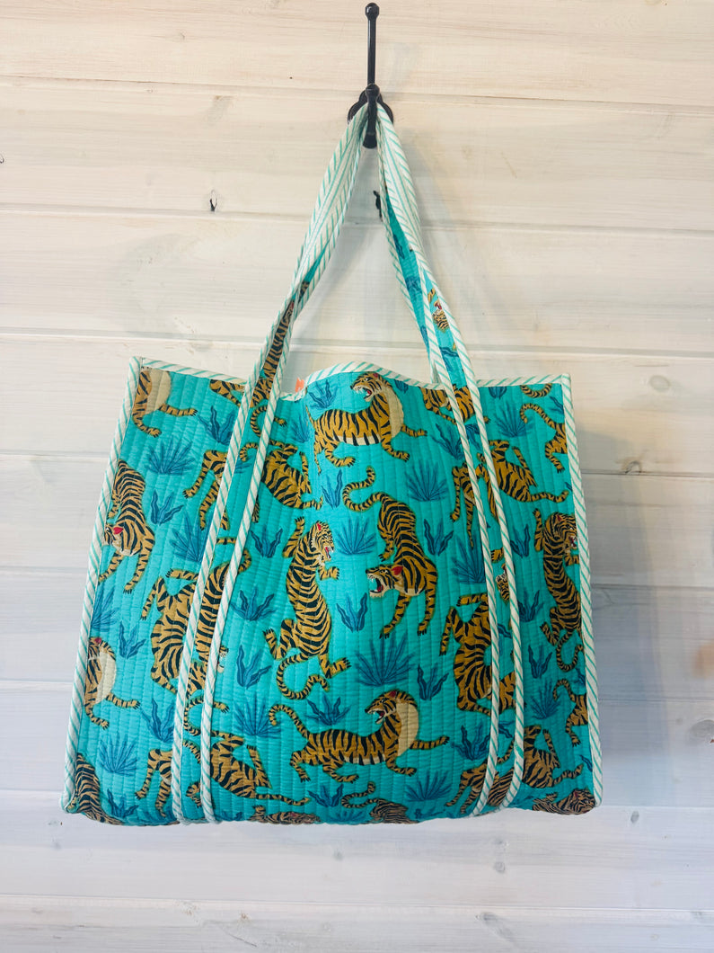 Aqua Tiger Tote Bag