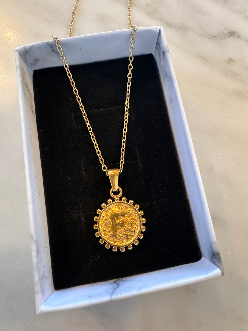 F Medallion Necklace