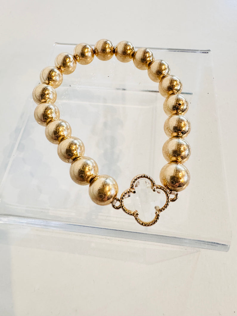 Gold Bead Quatrefoil Bracelet