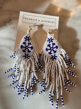 Load image into Gallery viewer, Blue &amp; White Bead Earrings