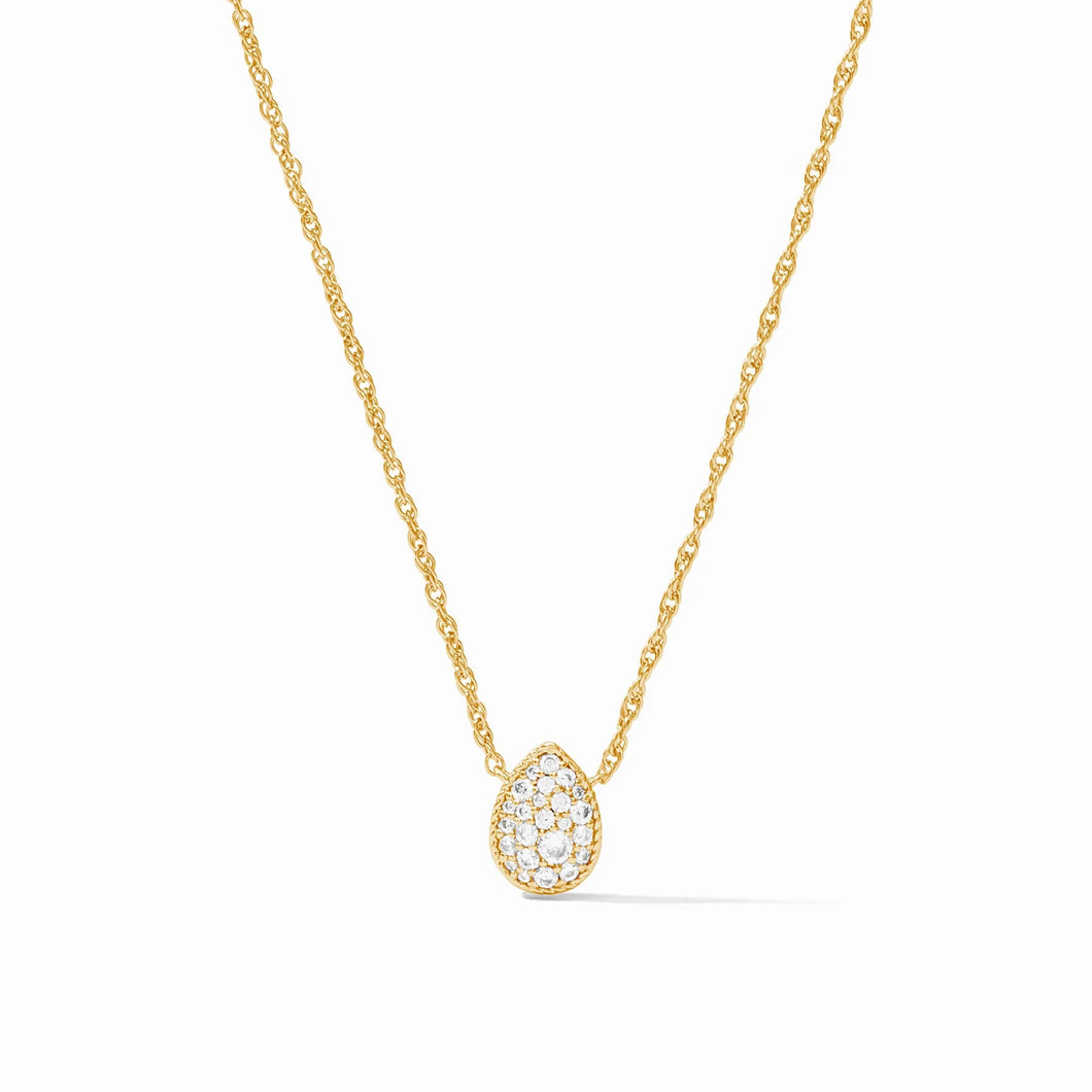 JV Pave Teardrop Delicate Necklace: Pearl