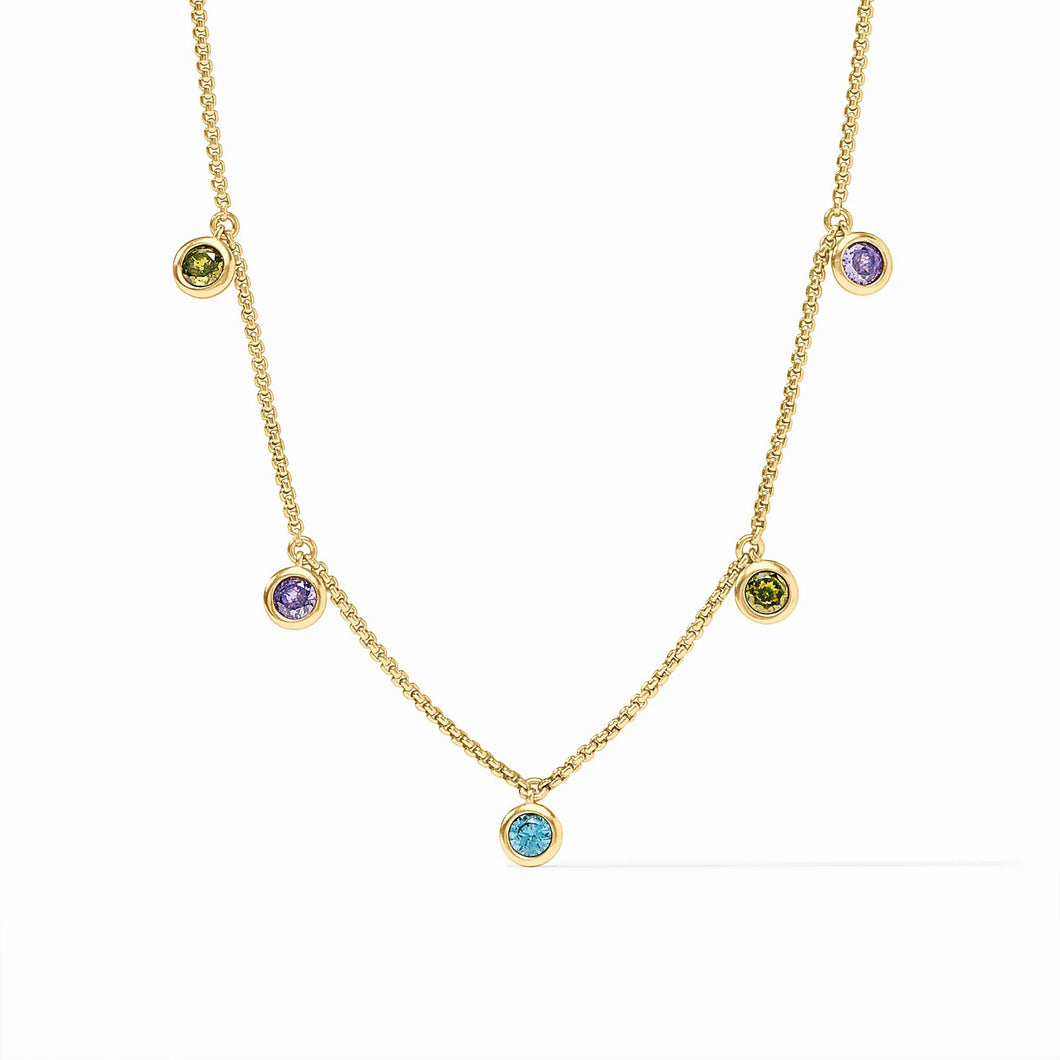 JV Rainbow Delicate Charm Necklace: Blue