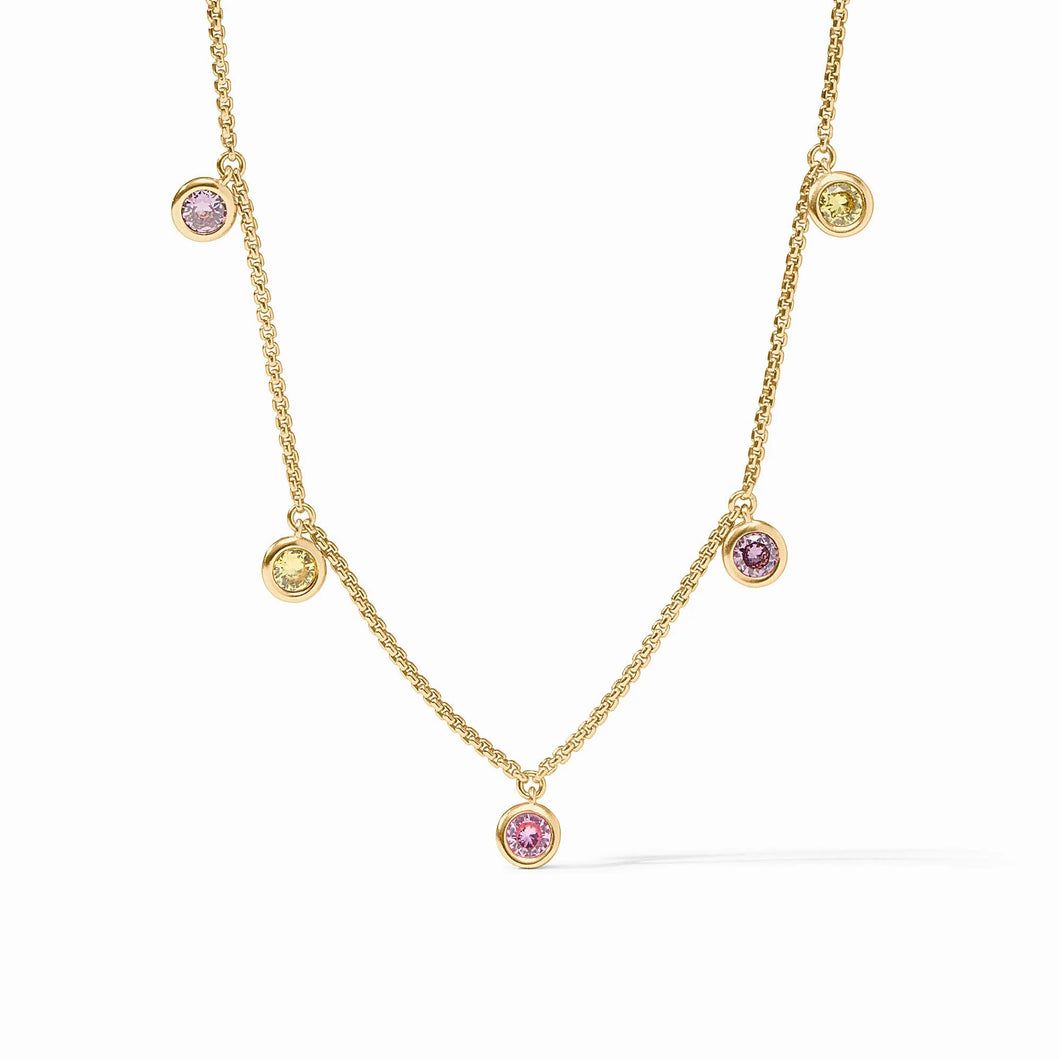 JV Rainbow Delicate Charm Necklace: Pink
