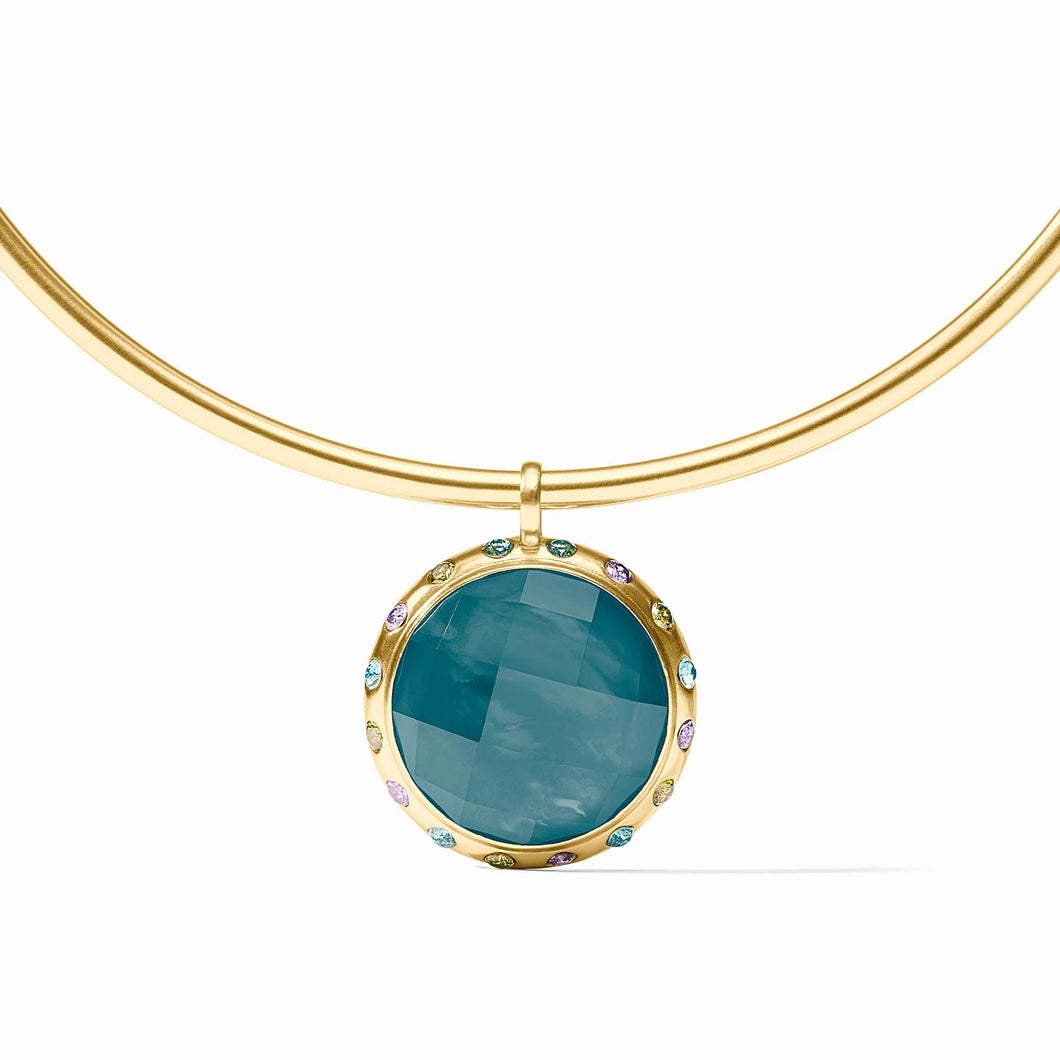 JV Rainbow Statement Necklace: Montana Blue