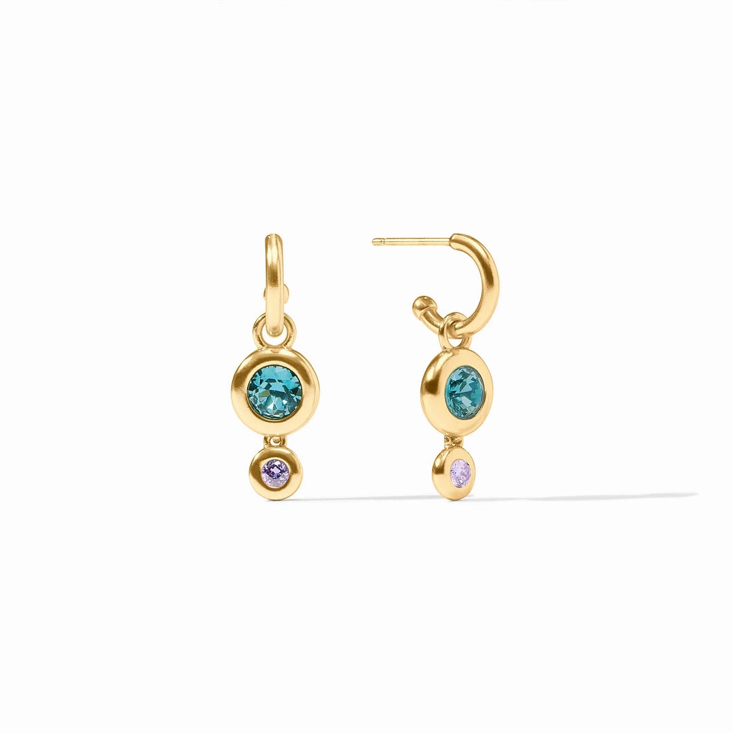JV Rainbow Duo Hoop & Charm Earring: Blue
