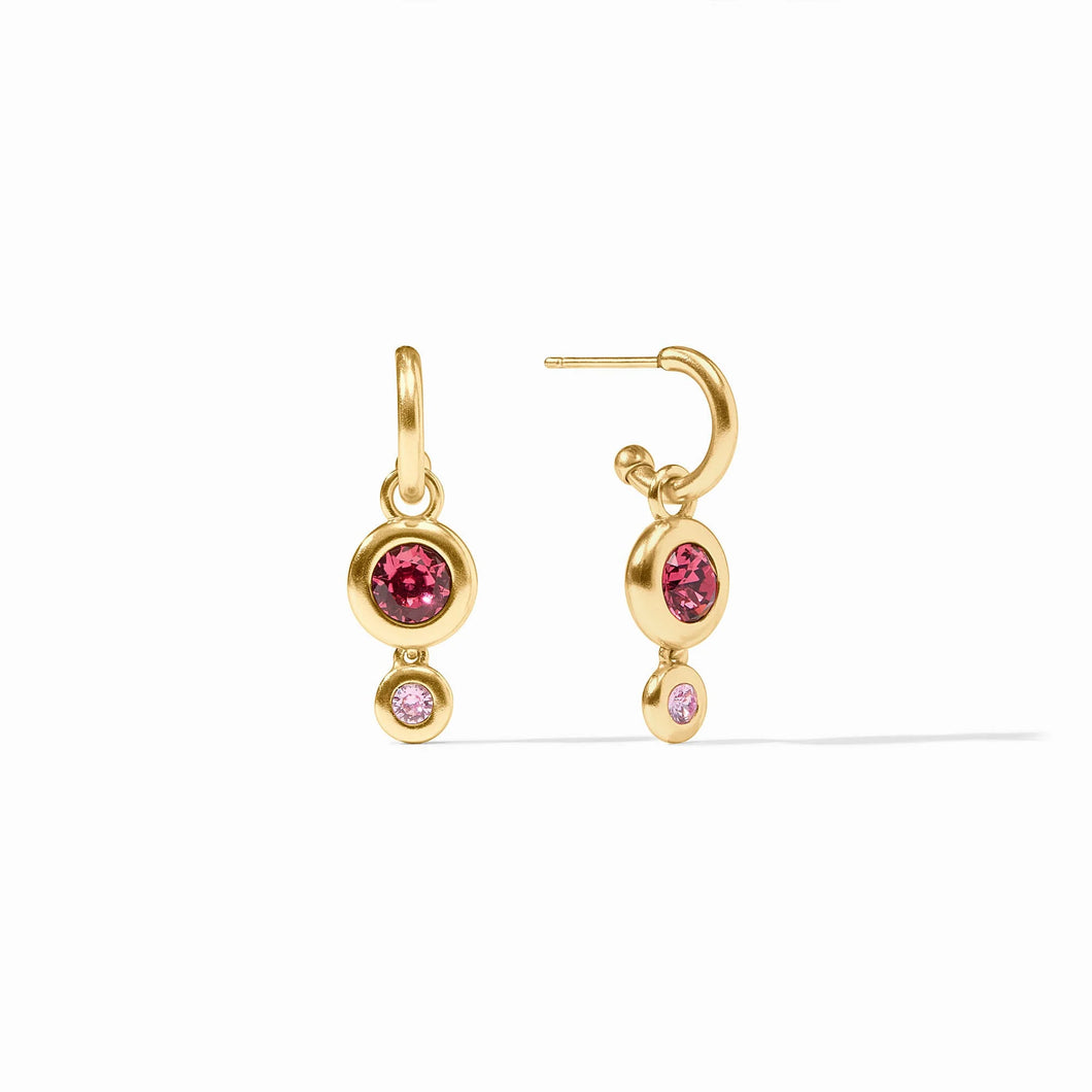 JV Rainbow Duo Hoop & Charm Earring: Pink