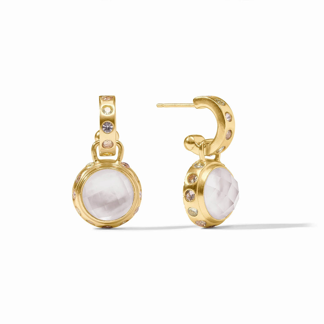 JV Rainbow Hoop & Charm Earring: Crystal
