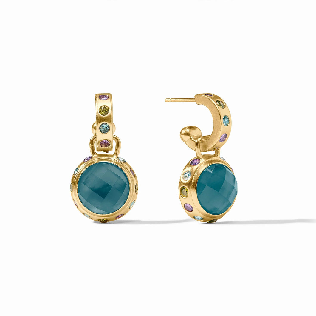 JV Rainbow Hoop & Charm Earring: Montana Blue