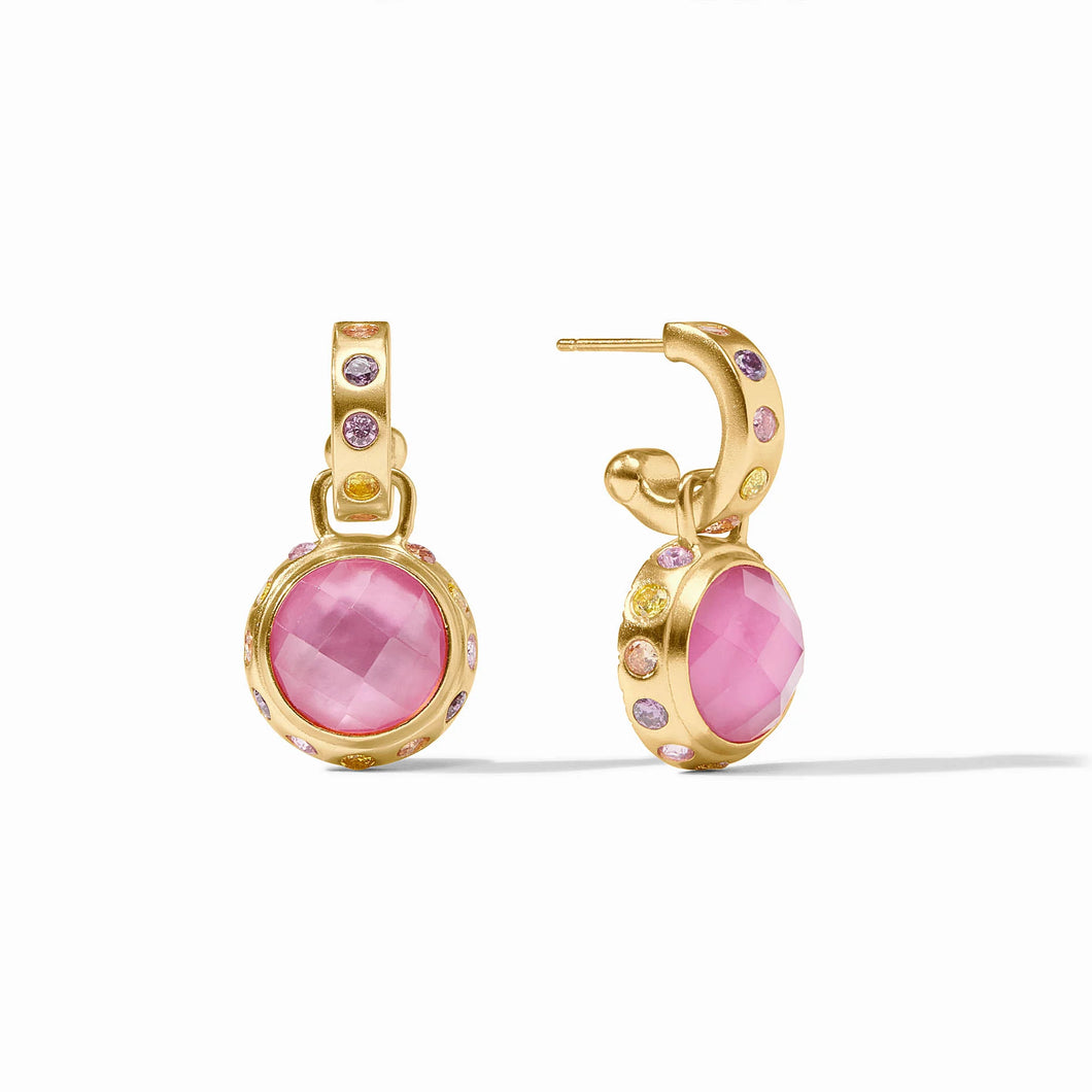 JV Rainbow Hoop & Charm Earring: Pink