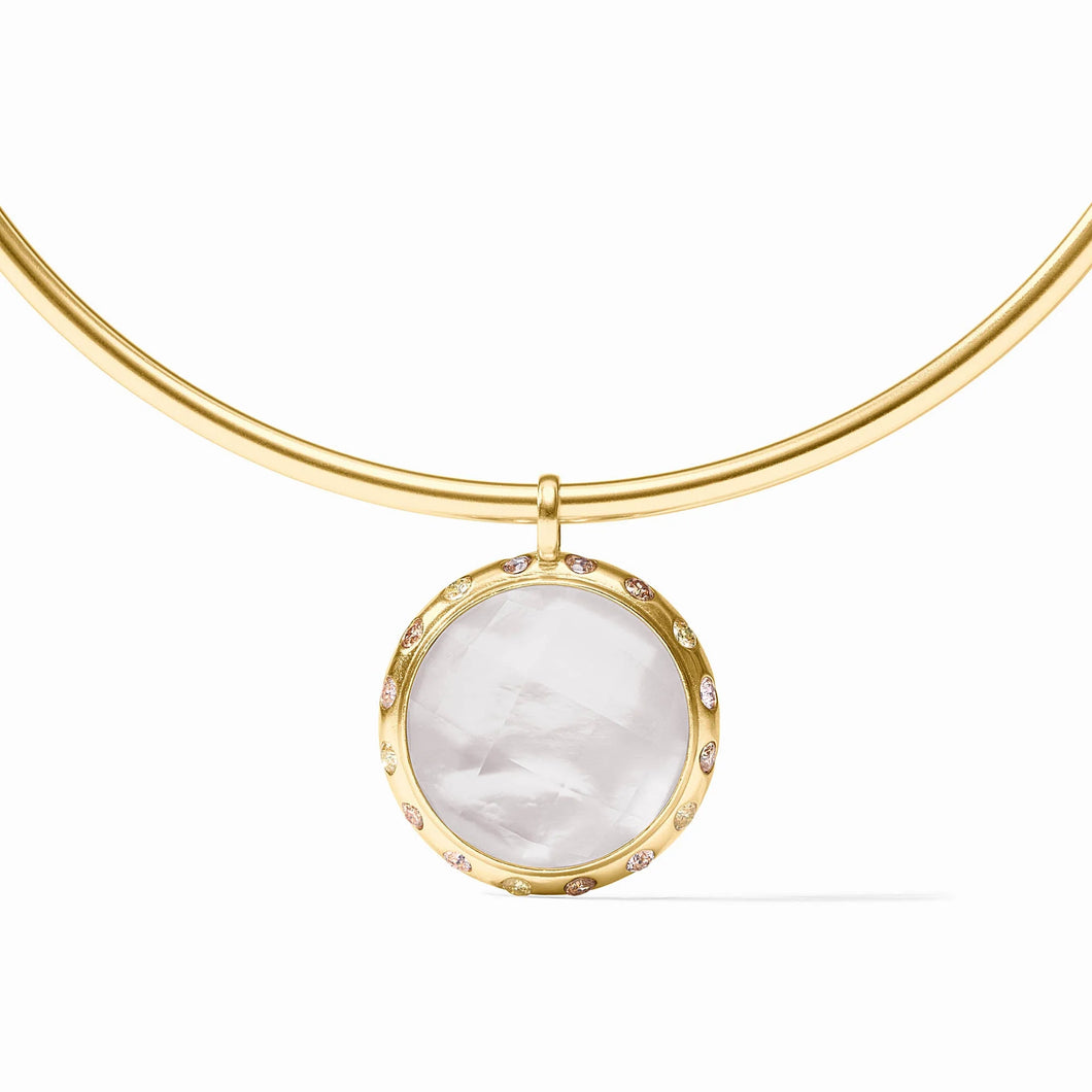 JV Rainbow Statement Necklace: Clear
