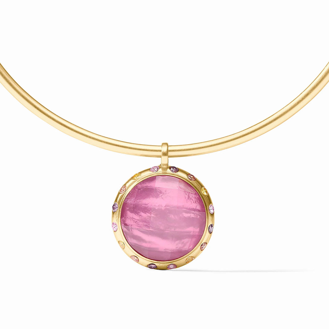 JV Rainbow Statement Necklace: Pink