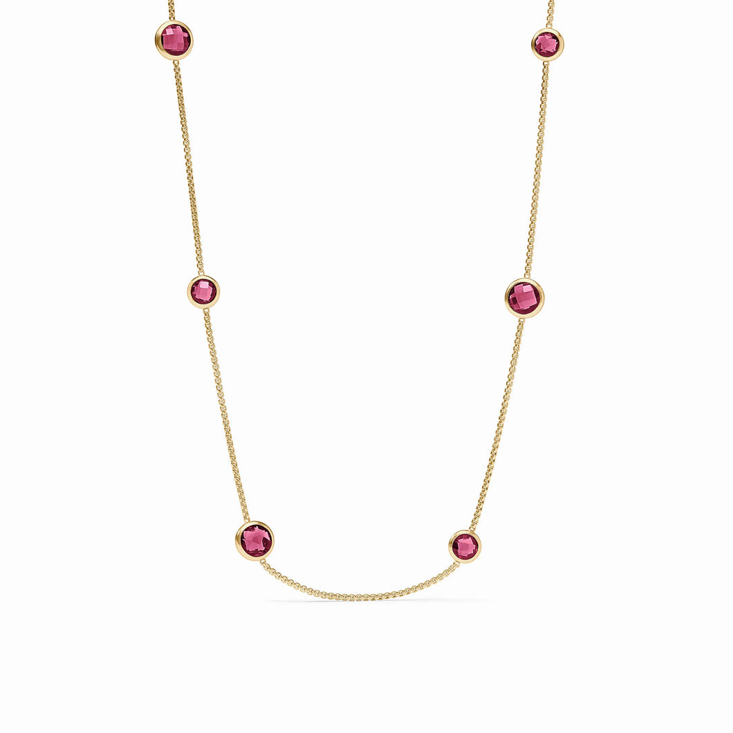 JV Rainbow Station Necklace: Pink
