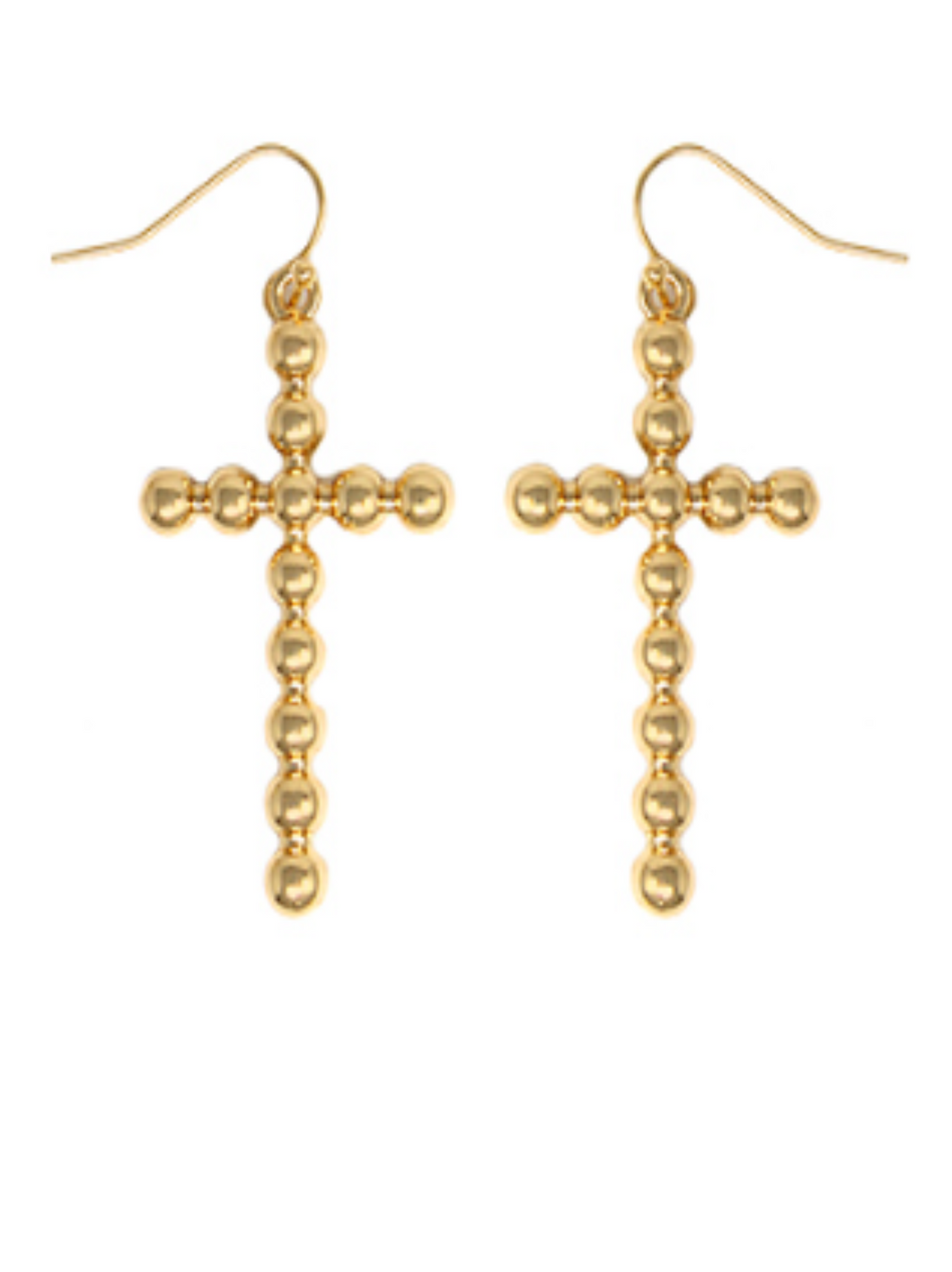 Bubble Cross Earrings: Gold