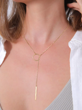 Load image into Gallery viewer, Lariat Bar &amp; Circle Necklace