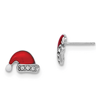 Load image into Gallery viewer, Swarovski Santa Hat Stud Earrings